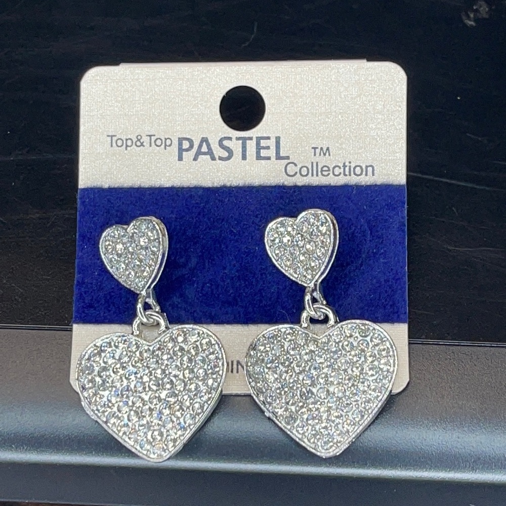 Silver Heart Drop Earrings